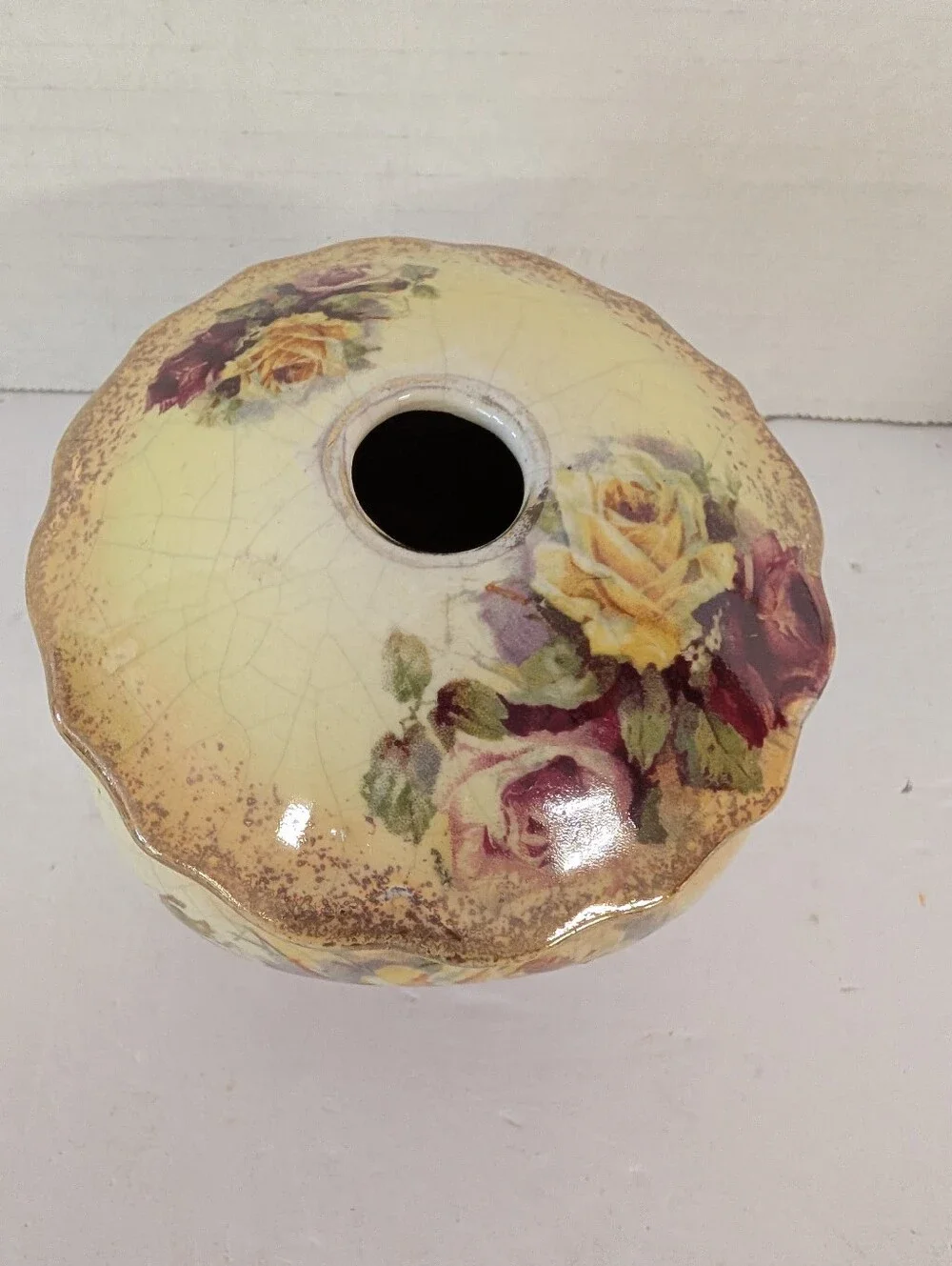 Vintage Dresser Set Floral Ceramic Handmade VanityYellow Rose Motif